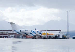 Letiště v Tromsø. Stromy mizí...